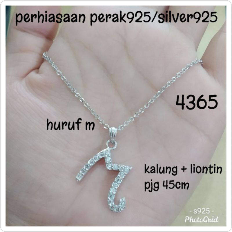 KALUNG+LIONTIN HURUF M PUTIH 4365 PERAK 925 #FMA