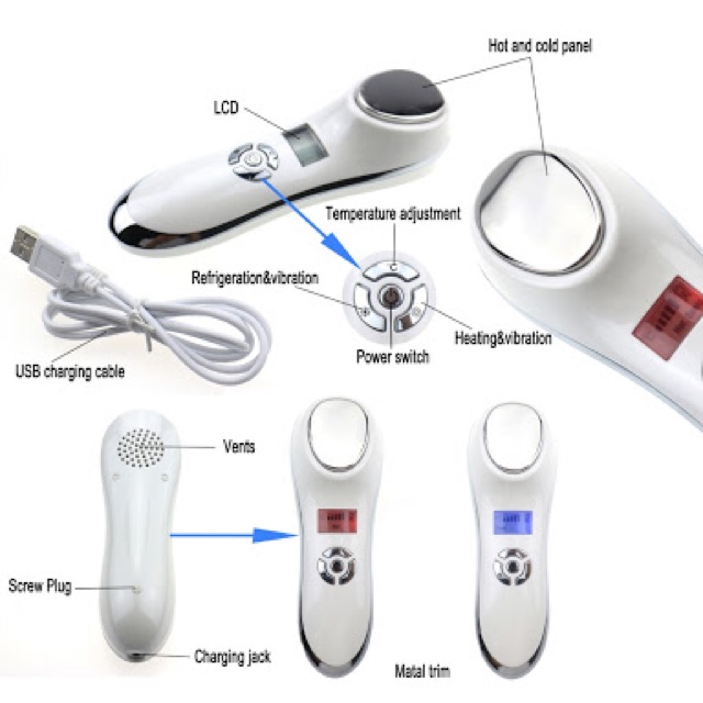 ALAT SETRIKA WAJAH kecantikan setrika wajah hot and cold ultrasound sonic beauty instrument