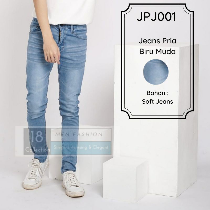 Celana Jeans Pria Sky Blue / Celana Panjang Cowo / Celana Jeans Panjang Biru terang