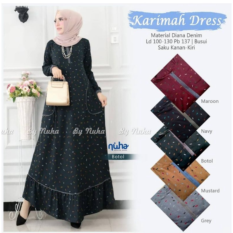 Karimah Dress - Gamis Denim Diana Busui LD105+ / R.21 - 222-5978