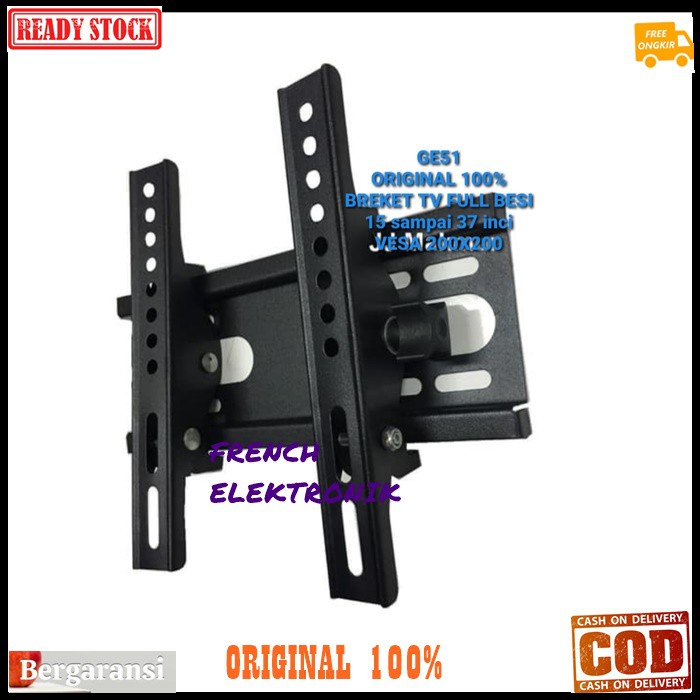 G51 Breket tv  in inci original 100% bracket televisi lcd led flexible gantungan komplit fungsi universal adjustable penopang fleksible pengaman  BISA SEGALA JENIS TV LCD LED BISA SETING 15 INCI SAMPAI 37 INCI UNIVERSAL  DIMENSI PAKET 30X10 X6  kelengkapa