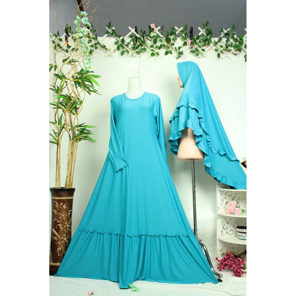 Gamis Jersey set syari gita super set khimar adem jersi busana muslim khimar rempel  susun antem