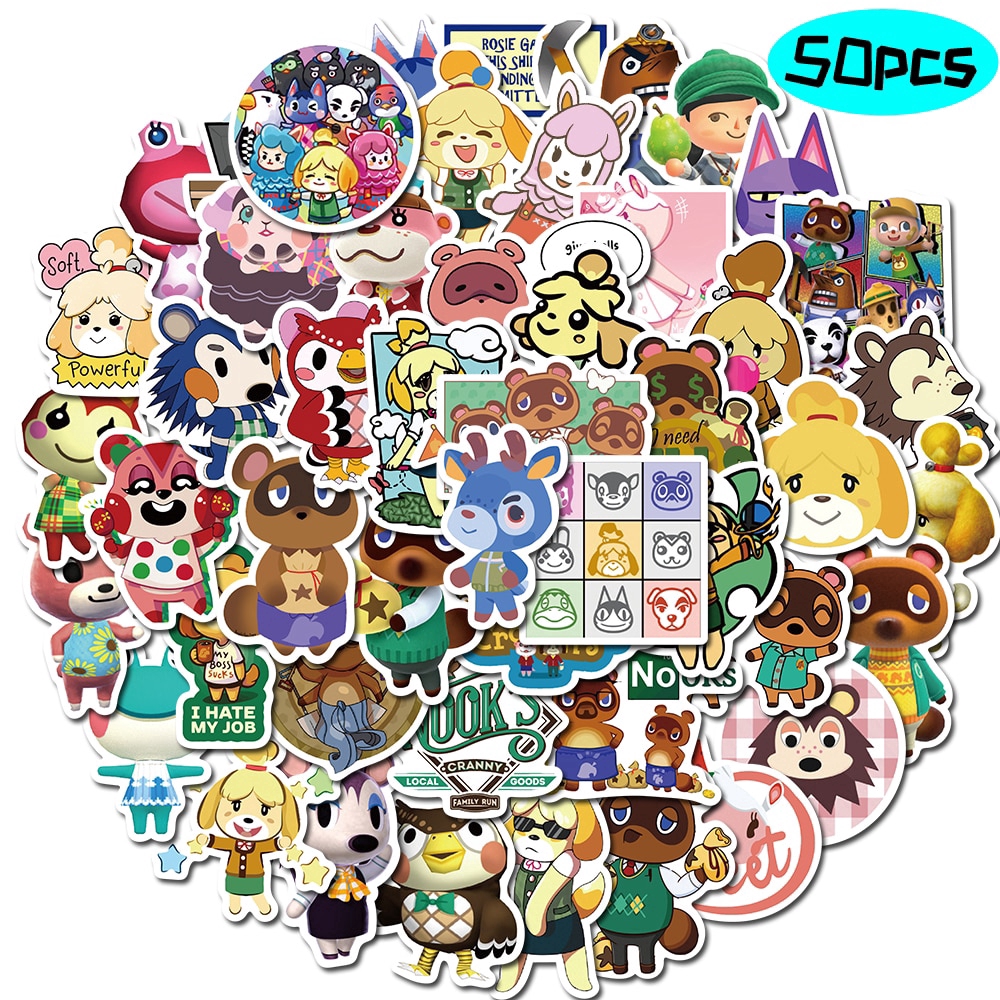 50pcs Pack Hot Game Sticker Animal Crossing Stickers For Skateboard Guitar Motorcycle Laptop Girls Waterproof Sticker Toy