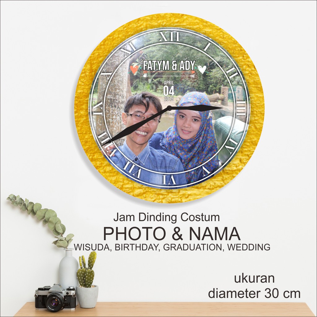 IDE378- Jam dinidng Custom Foto&amp;nama Wisuda Wedding Gradution Birthday 2