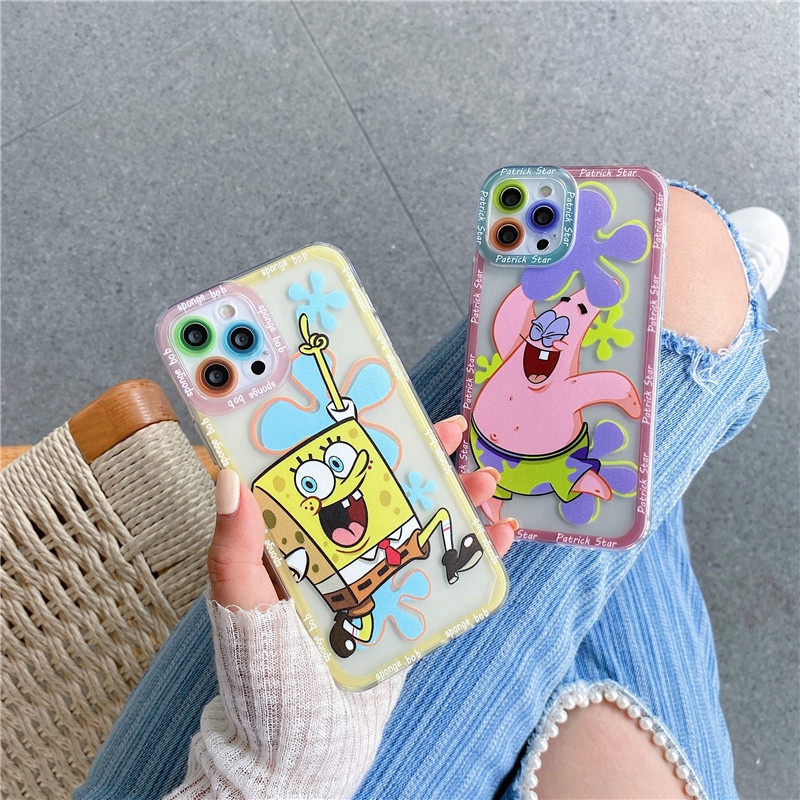 SpongeBob Angel eyes Shockproof Straight Cube Case iPhone 12 Pro Max 11 8plus 7plus 6 6s Plus 7 8 XR X XS MAX SE 11Pro Max iPhone 12 Mini TPU Soft Casing