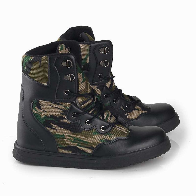 Sepatu Boots Anak Laki Laki Loreng Army Distro Hiking Casual Outdoor Original