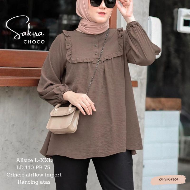 VALLINA OUTFIT - NAORA SHIRT ATASAN WANITA FORMAL MUSLIM KEMEJA BLOUSE LENGAN PANJANG