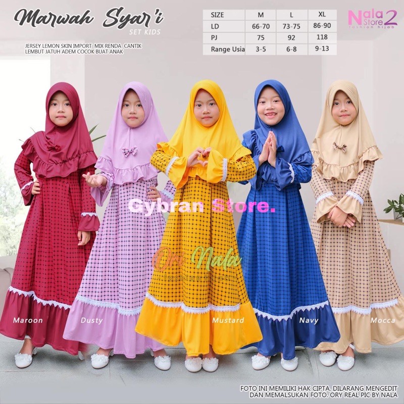 MARWAH SYARI SET KIDS | MARWAH SYARI INCLUDE JILBAB | SETELAN MARWAH ORIGINAL NALA