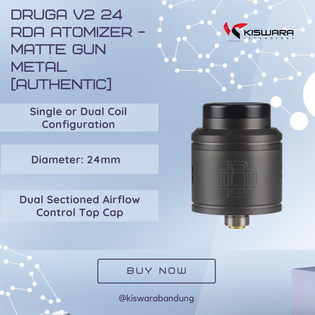 DRUGA V2 24 RDA Atomizer - MATTE GUN METAL [Authentic]