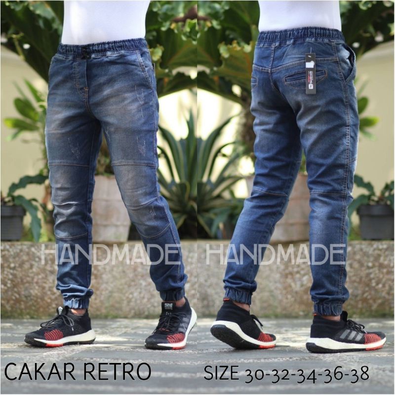 celana jeans panjang joger retro pria wanita import terbaru - tersedia ukuran ukuran jumbo 27 -38 - celana joger jeans distro import