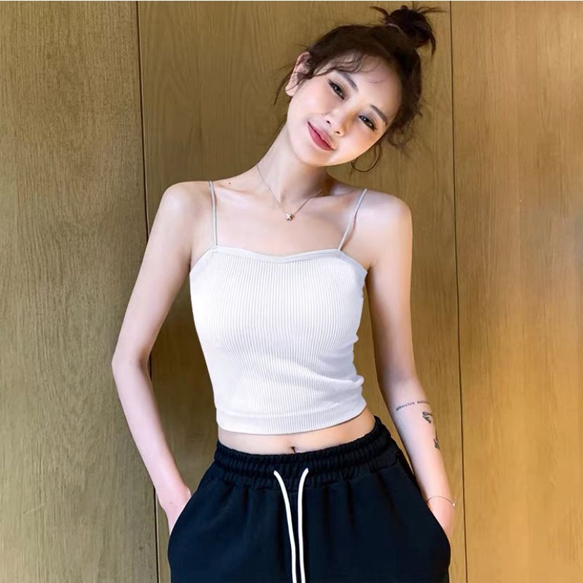 [ LINGERIE MASTER ] - (B-47) TANK TOP KOREAN STYLE FASHION WANITA TANKTOP WOMAN PREMIUM-B-47 Putih