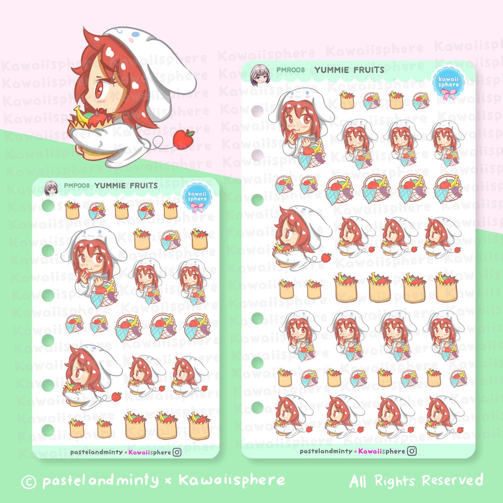 

Yummie Fruits | A6 / A7 Ring Planner Refill Sticker Pastelandminty