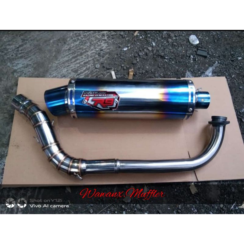 knalpot R9 mugelo inlet 38mm, Buat all matic Nmax,Vario,Mio,Beat,Aerox,Scoope,Fino,Lexi,PCX,ADV,dll