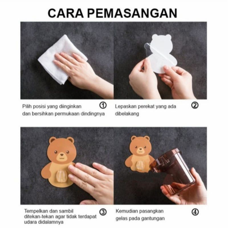 Tempat Sikat Gigi Beruang Bear Tempel/Dispenser Odol