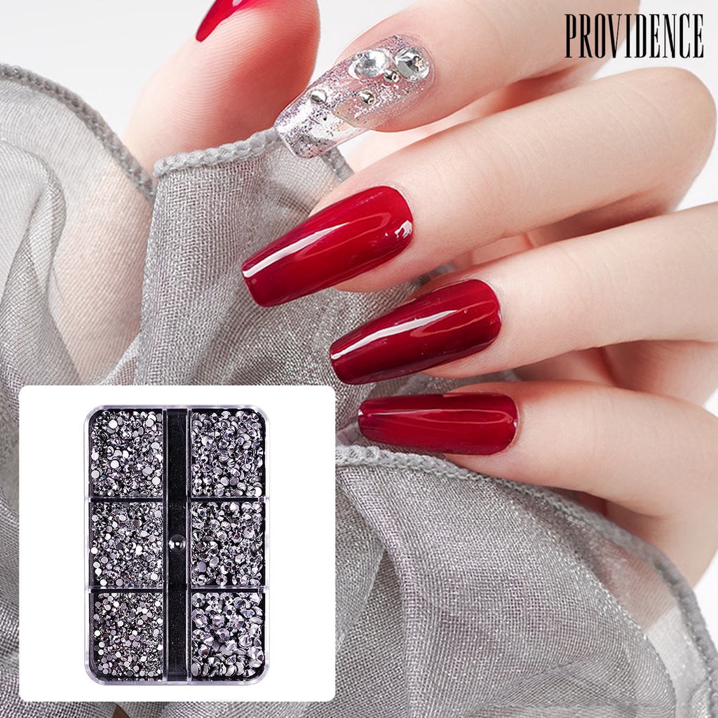 Providence 6 Grids/Box 1688Pcs Fingernail Ornament DIY Decorative Glass Nail Art Accessories Super Flash Rhinestone for Personal Use