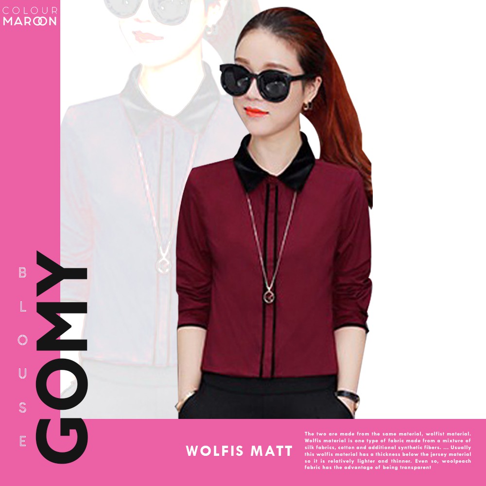 LEONA TOP MIX BLOUSE BAJU  FAHION ATASAN WANITA BLUS  HITAM 