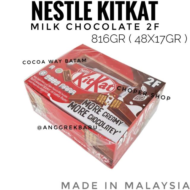 Cokelat KitKat Milk Choxolate 2F Box 816gr / Coklat Susu KitKat 48 x 17gr