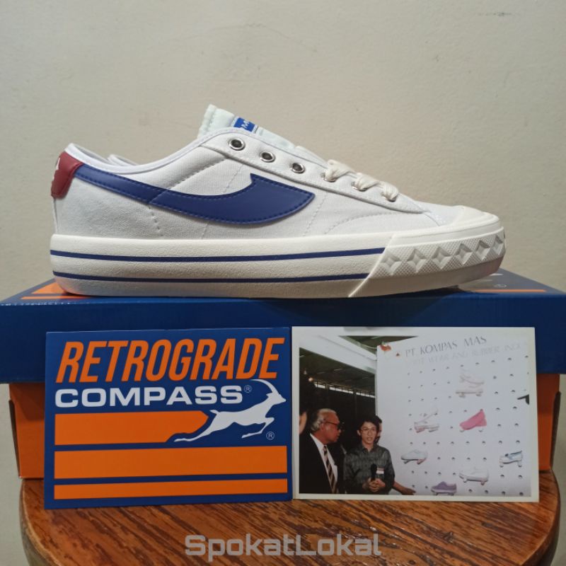 Sepatu Compass Retrograde Low White Blue 36 - 44 Original BNIB Fullset
