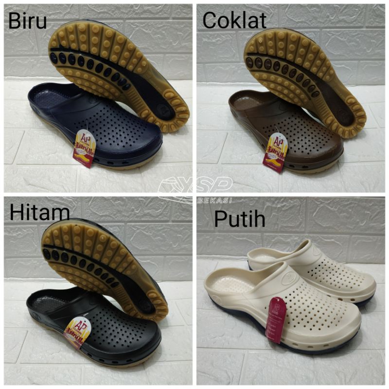 SEPATU SANDAL KARET SLOP BUSTONG PRIA AP CLOGS SENDAL SELOP COWOK AP CLOG