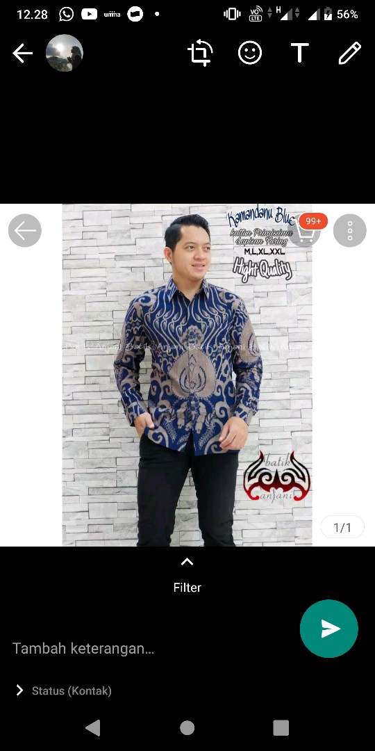 Kamandanu Blue Kemeja Batik Pria Lengan Panjang By Batik Anjani