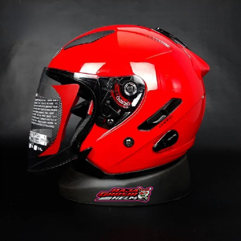 HELM KYT GALAXY FLAT R RED FIRE ORIGINAL HELM KYT GALAXY MERAH FERRARI KYT GALAXY FLAT VISOR CLEAR