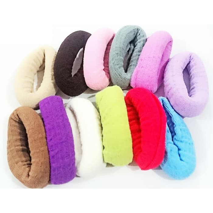 Ikat Rambut Donat Kilap Rajut Tebal Bahan Nylon Kunciran Ponytail Karet Rambut Sporty Warna Warni-5