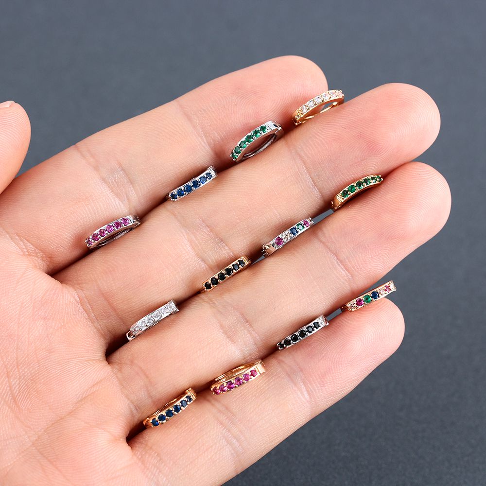 ROW Fashion Jewelry Zircon Ear Stud Gold Silver Blue CZ Ear Piercing Colorful CZ Earrings Nose Ring Helix Cartilage Tragus Women Men 8mm Body Jewelry Daith Conch Snug Cubic Zirconia