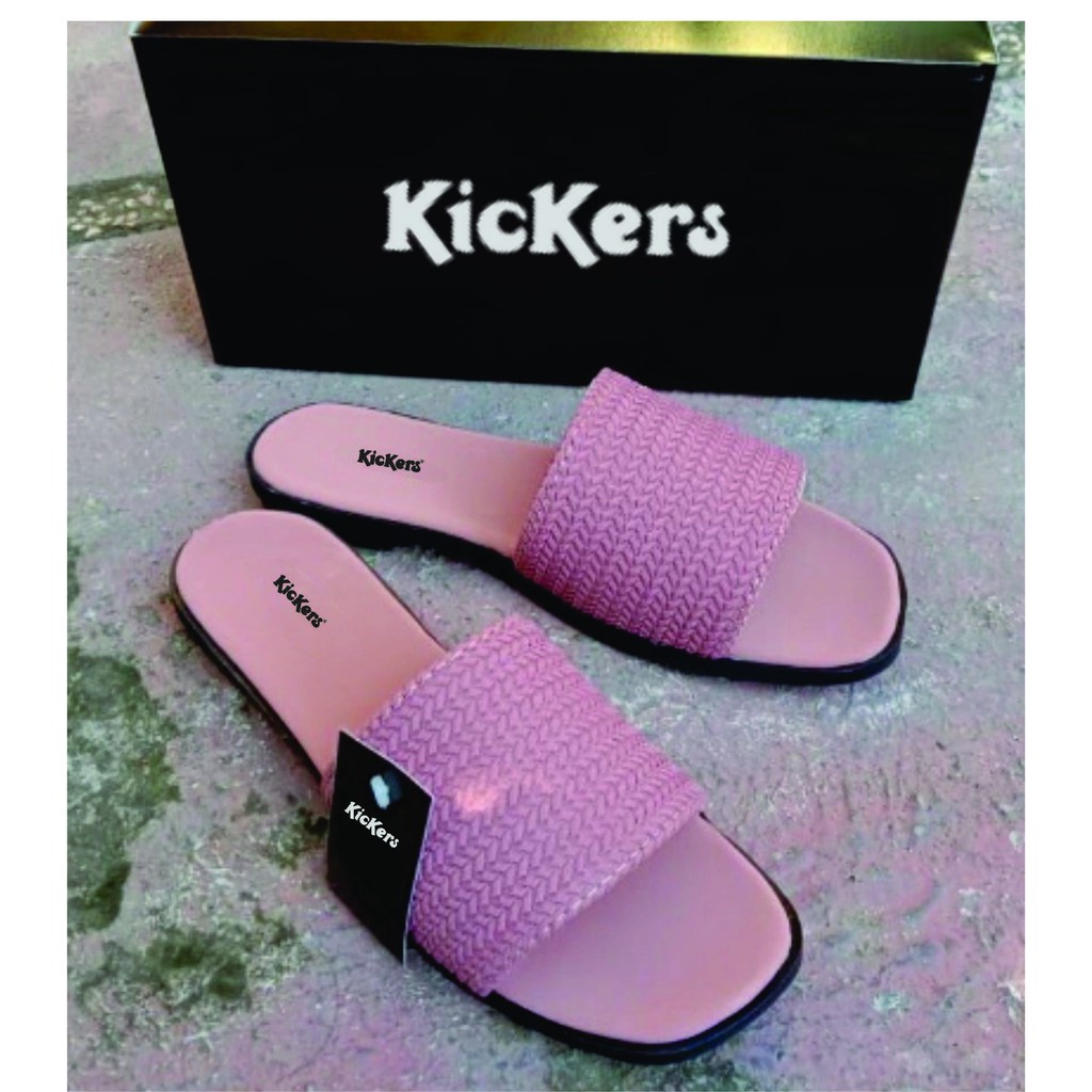 sandal wanita selop rajut model kekinian  / sandal selop pink