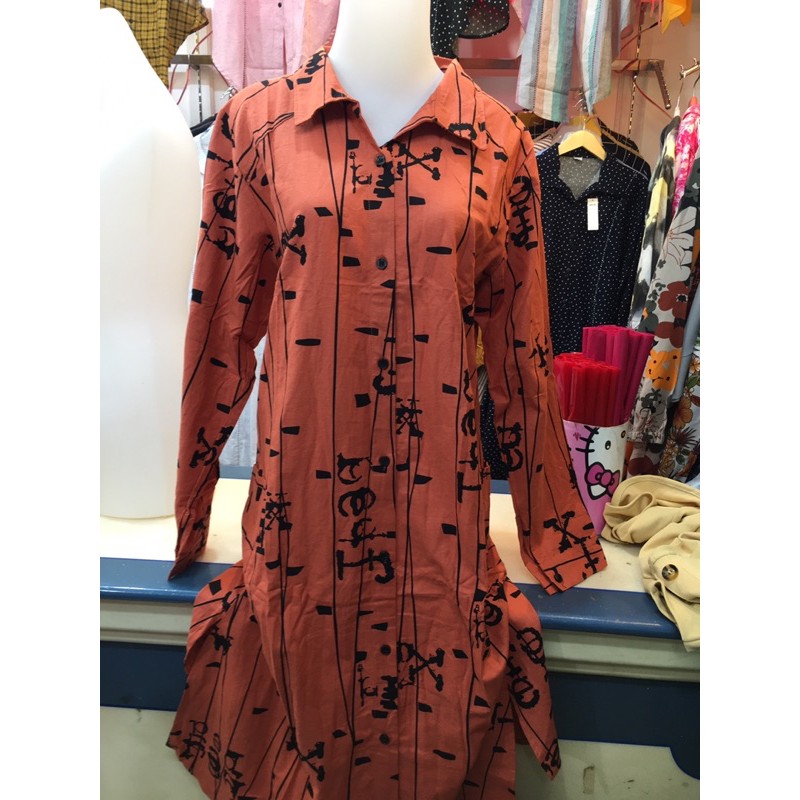 long tunik katun import wanita