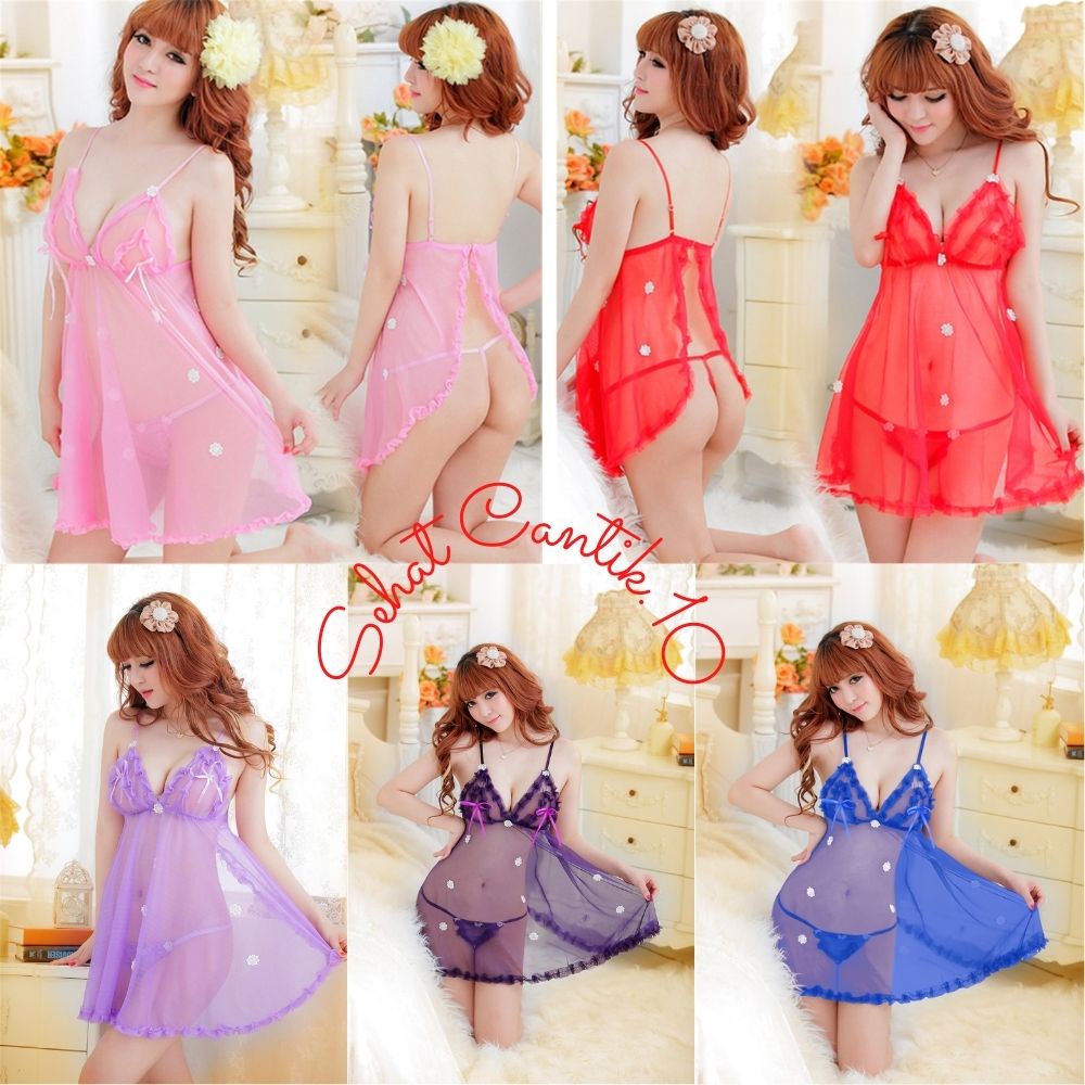 Set Gaun Pakaian Baju Linjeri Lingeri Lingerie Set Baju Tidur G String Wanita Dewasa Transparan Set 
