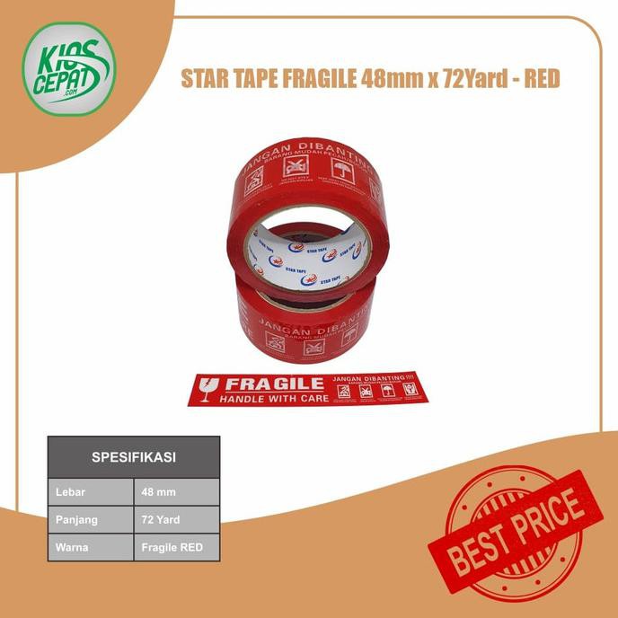 

Promo Awal tahun Lakban STAR TAPE FRAGILE MERAH (48mm x 65Meter) Big Sale