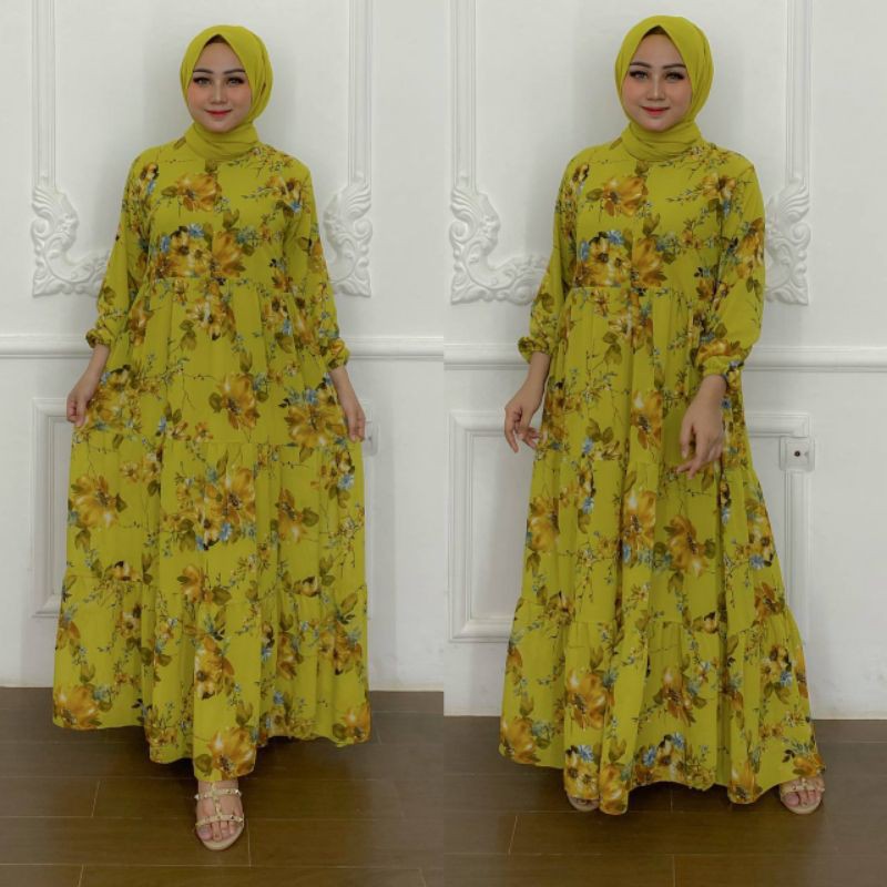 Gamis Ceruty Motif Bunga