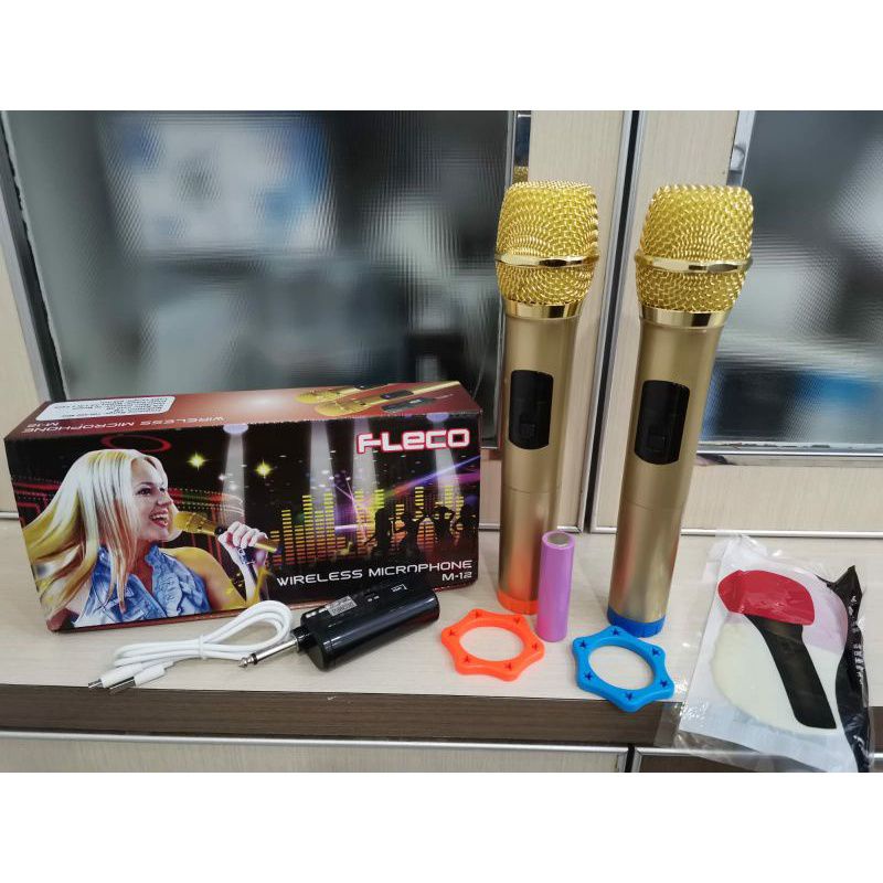 mic wireless double Fleco M 12 mic wireless isi 2 mic tanpa kabel