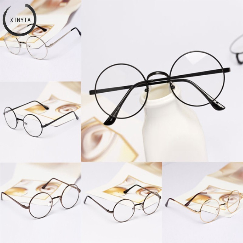 Kacamata Unisex Lensa Bening Frame Bentuk Bulat Bahan Kacamata Unisex Lensa Bening Frame Bentuk Bulat Bahan