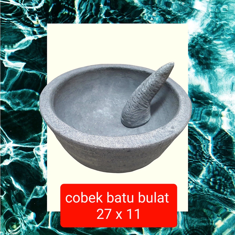 Cobek Batu Bulat T 11 + Ulekan Batu