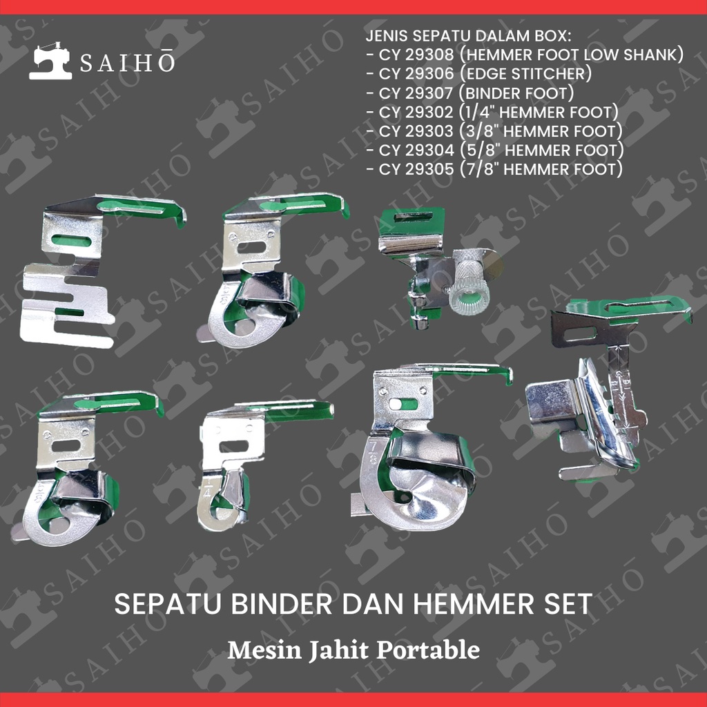 Sepatu Binder and Hemmer Set Mesin Jahit Portable / Multifungsi