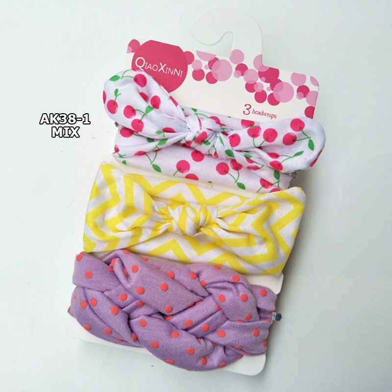 BANDANA BAYI ANAK PEREMPUAN 3in1 HEADBAND BABY BANDO MOTIF PITA FASHION KOREA IMPORT AK38