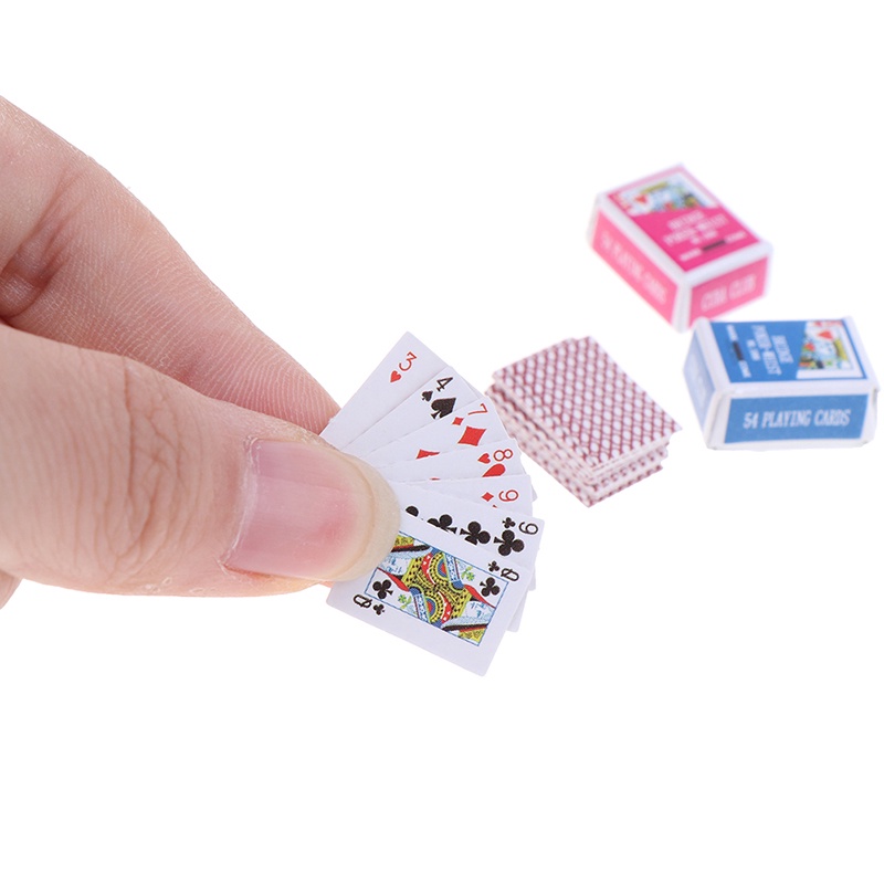 {LUCKID}1:12 Miniature Games Poker Mini Dollhouse Playing Cards For Dolls Accessory