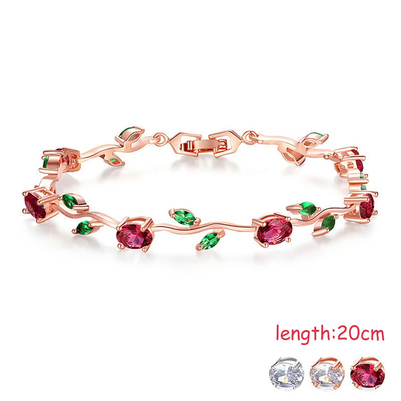 Gelang Warna Rose Gold Bahan Zirconia dengan Batu Permata