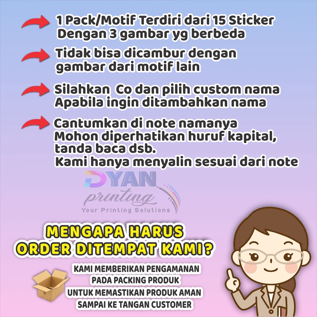 15 PCS STICKER LABEL BUKU BISA CUSTOM NAMA