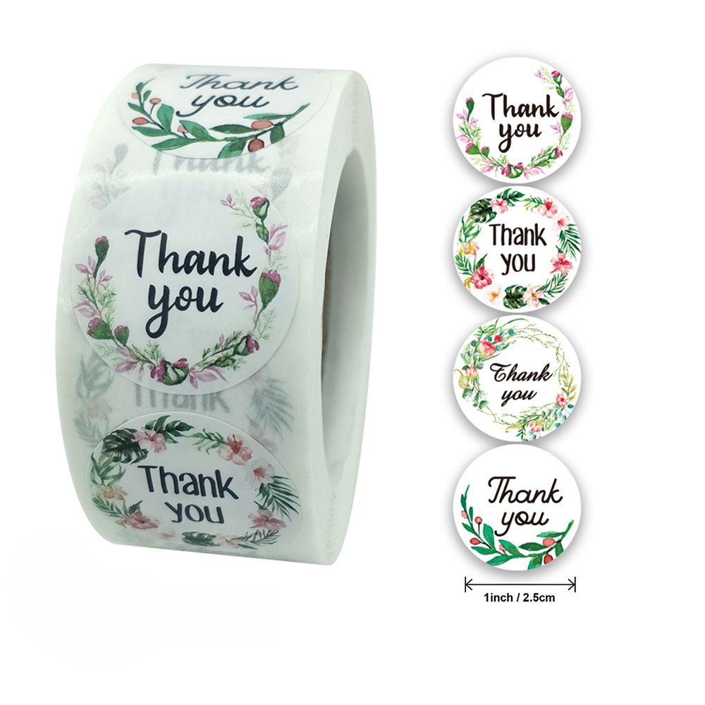 R-flower 500Pcs/Roll Thank You Paket Label Hadiah Packaging DIY Sealing Craft Self Adhesive