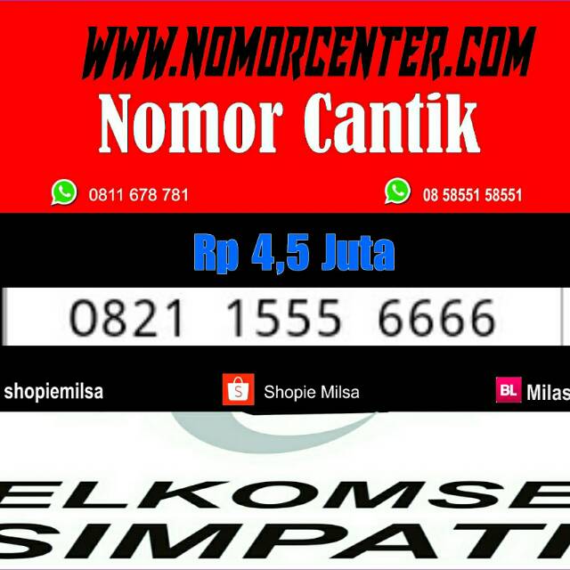 Nomer Cantik Simpati Seri Kuartet 6666 _ 0821 1555 6666 Super terbaik #NC2 62