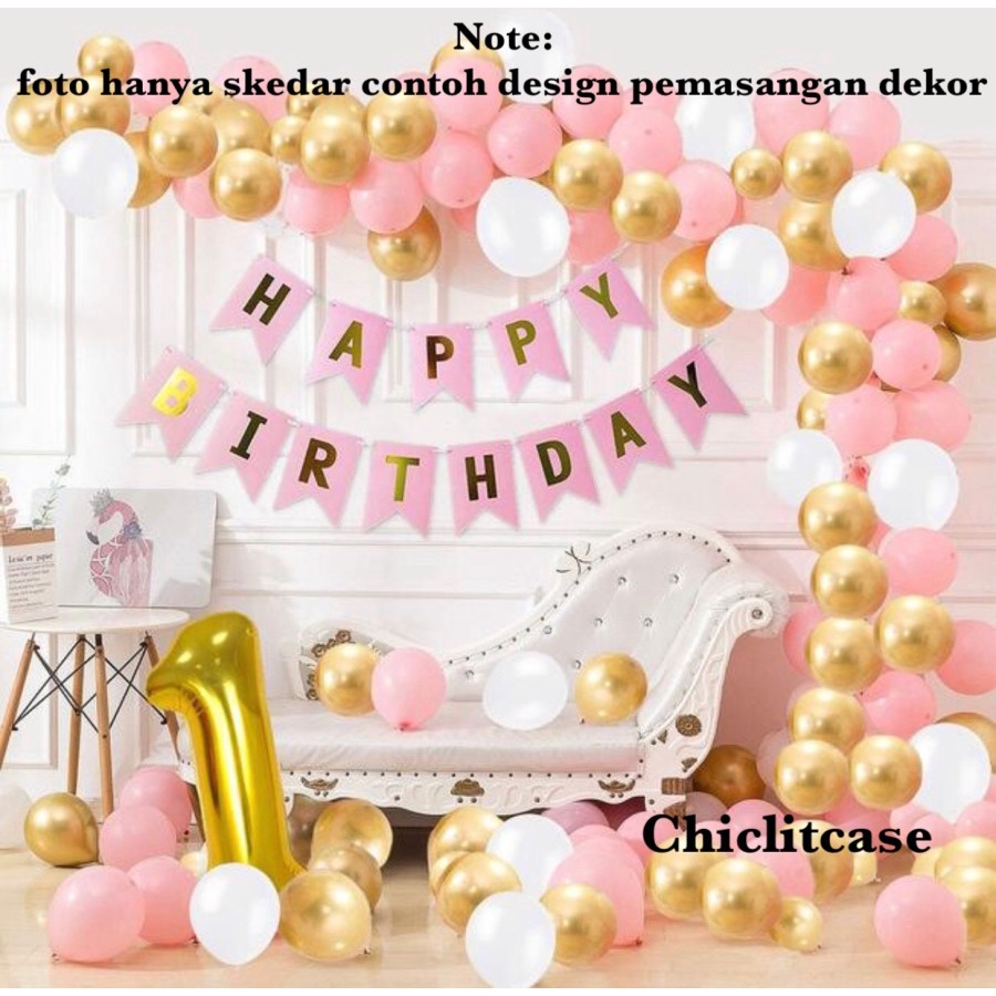 Set paket dekorasi hiasan ulang tahun / happy birthday pink - Angka 9, Tema biru [Angka Bebas] Balon