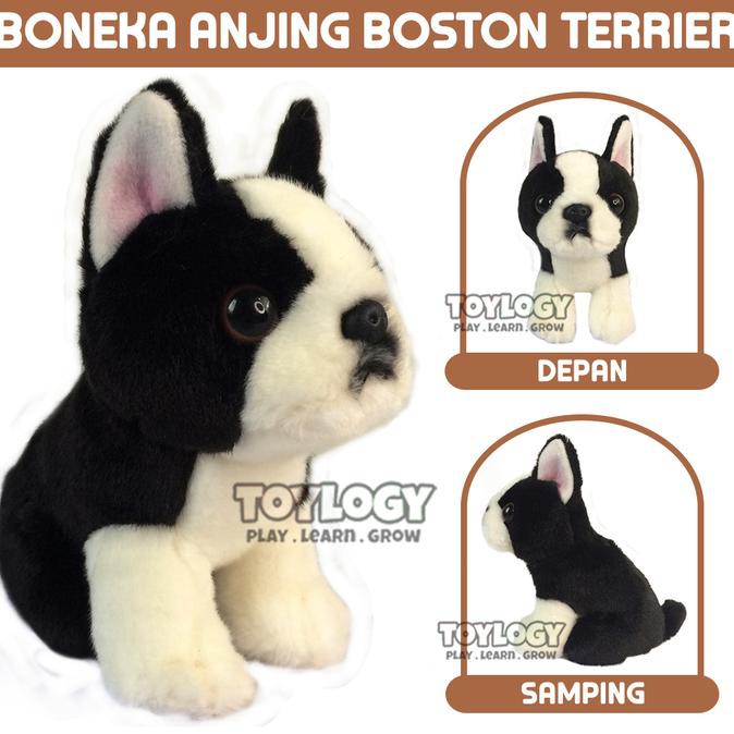 Boneka Hewan Anjing Boston Terrier Puppy Dog Stuffed Plush Animal Doll