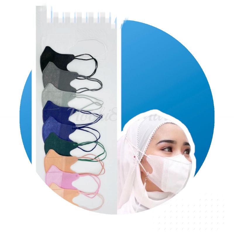 50 PCS 1BOX MASKER HIJAB DUCKBILL GARIS WARNA Y&B CARE 3PLY/MASKER DEWASA/MASKER HEADLOOP