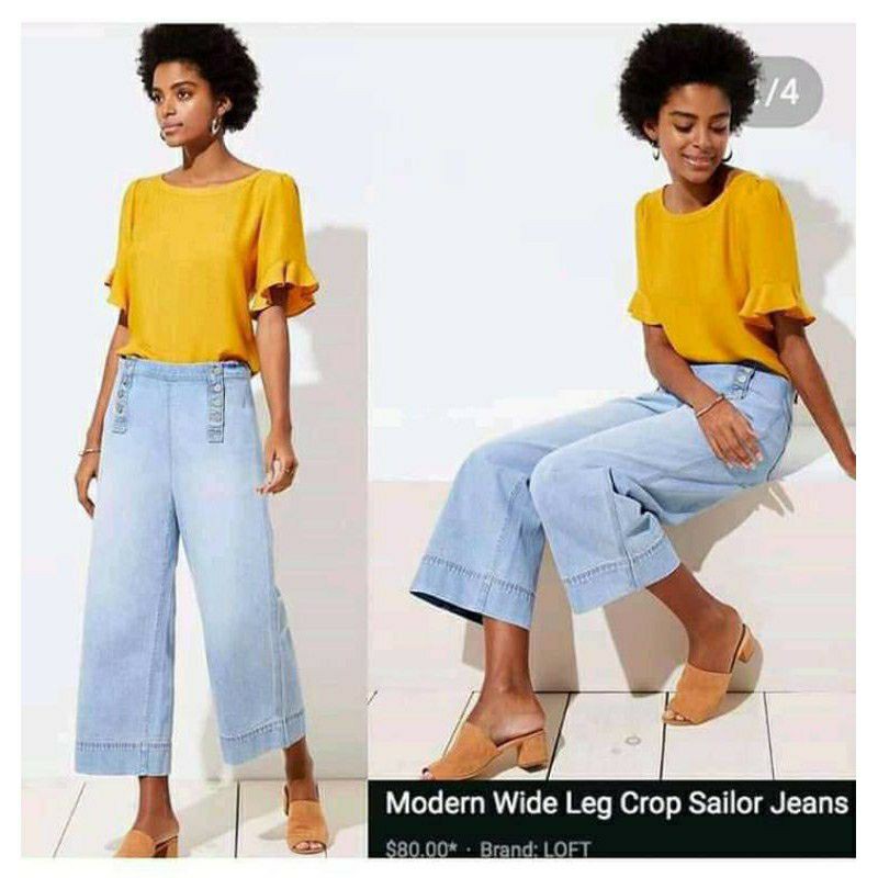 TERMURAH KULOT JEANS LOFT WIDE LEG CROP
