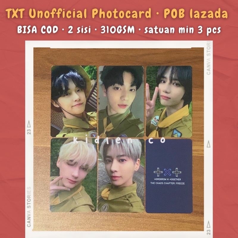 [MIN 3] DUPE PRAMUKA ♡ txt unofficial photocard premium 2 sisi 310 gsm freeze scout pob benefit ♡ yeonjun soobin beomgyu taehyun hueningkai