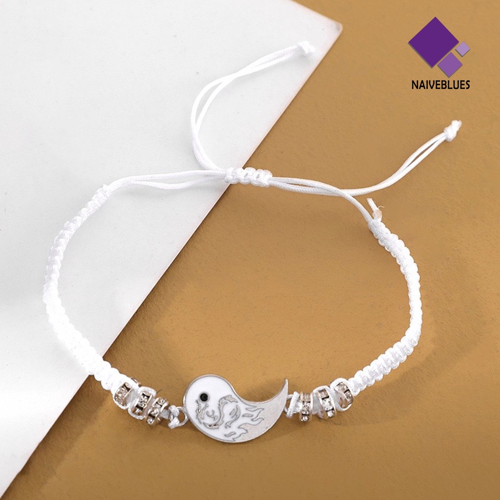 Naiveblue &gt; Gelang Tangan Rantai Adjustable Motif Yin Yang Gaya Etnik Retro Untuk Wanita / Valentine