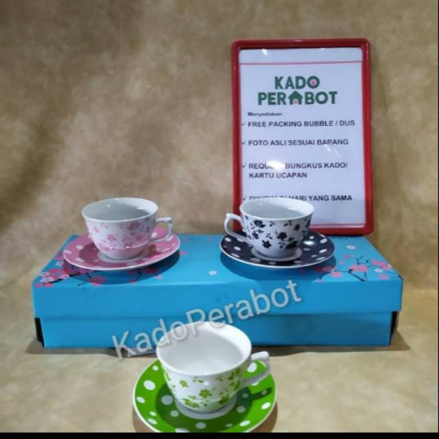 Cangkir keramik set kopin isi 6 set motif