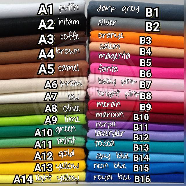 Kain flanel import 100x45cm [ 1/2 meter ] Tebal